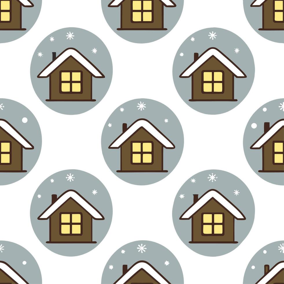 Winter nights seamless pattern with snowy hills distant mountains and sparkling stars for a peaceful remote winter landscape vector