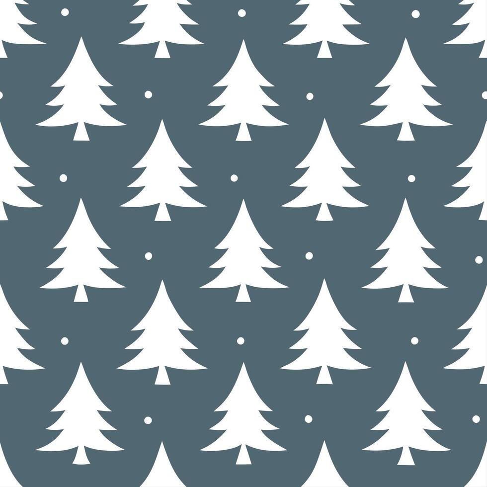 Winter nights seamless pattern with frosty trees soft snowflakes and quiet night skies for a calm reflective atmosphere vector