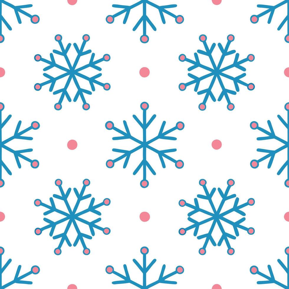 Whimsical snowflake seamless tile pattern with playful shapes and bright accents vector