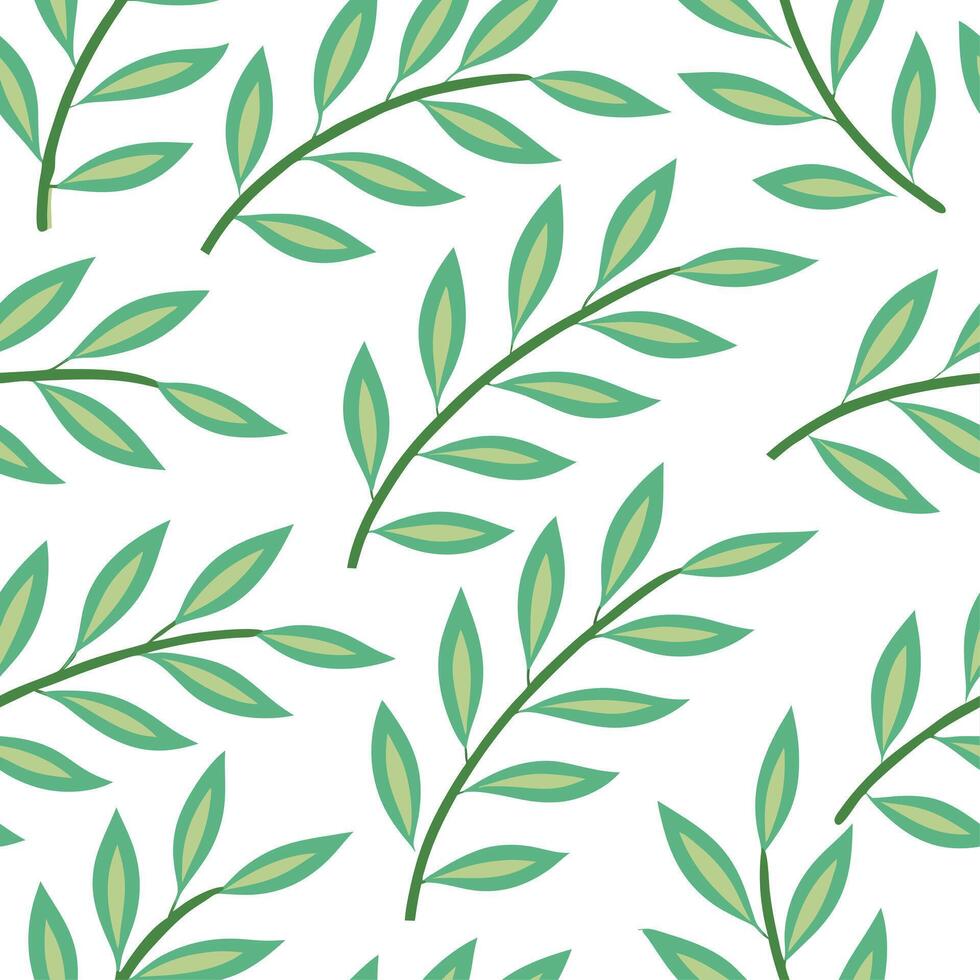 Watercolor spring leaves seamless pattern with soft blending of greens and natural textures for organic designs vector