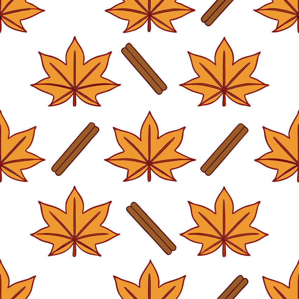 Warm autumn spices and leaves seamless tile pattern with cozy textures and rich colors vector