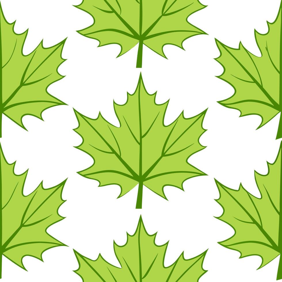 Vibrant spring leaves seamless tile pattern with a mix of maple oak and birch leaves for an organic touch vector
