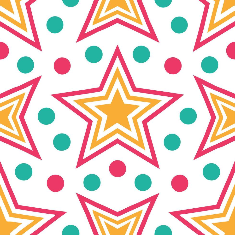 Vibrant retro polygon seamless tiles complementary bright colors on white background ideal for lively designs vector
