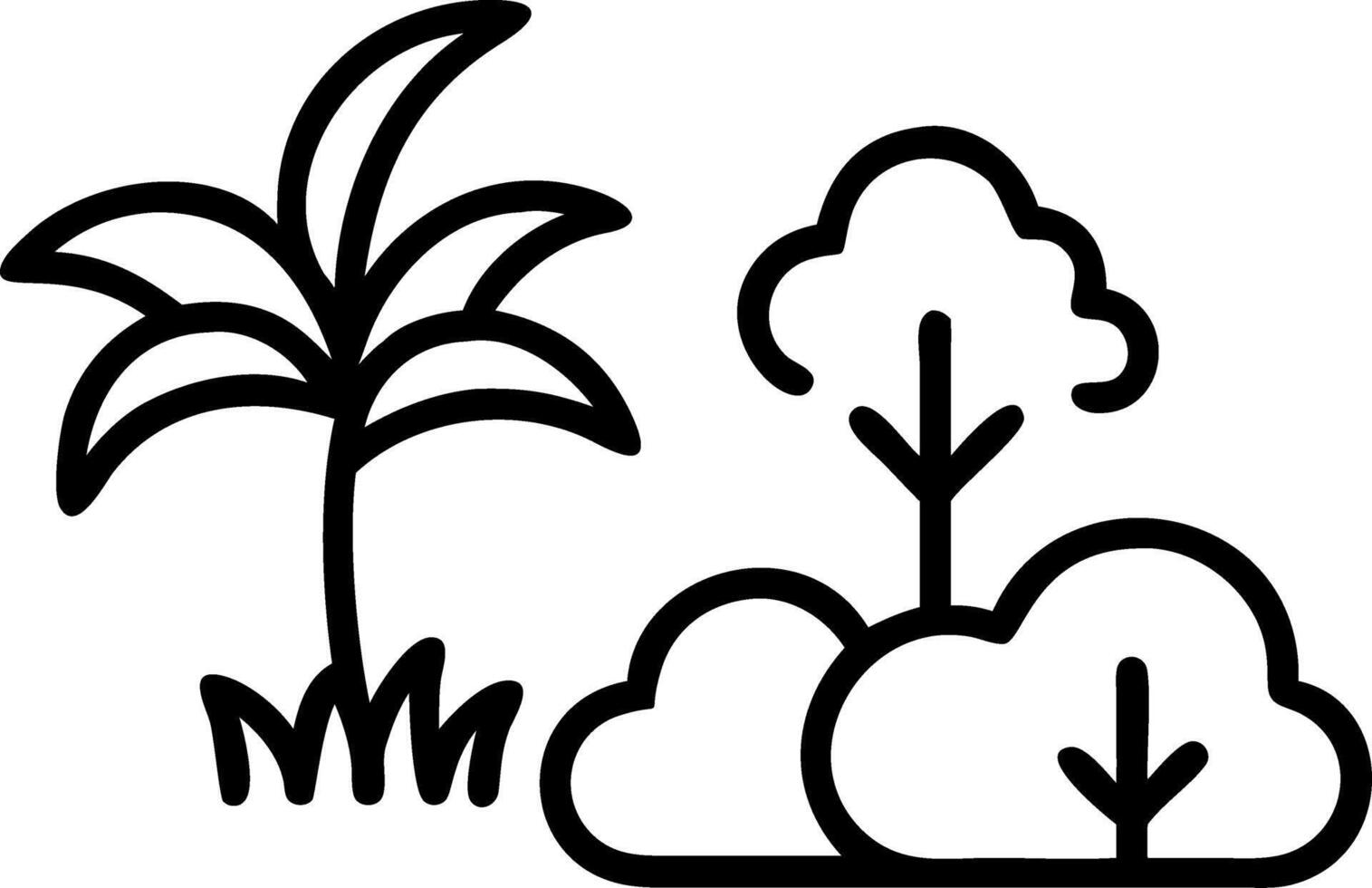 Tropical plants bush isolated against transparent background tree for reducing carbon dioxide concept vector