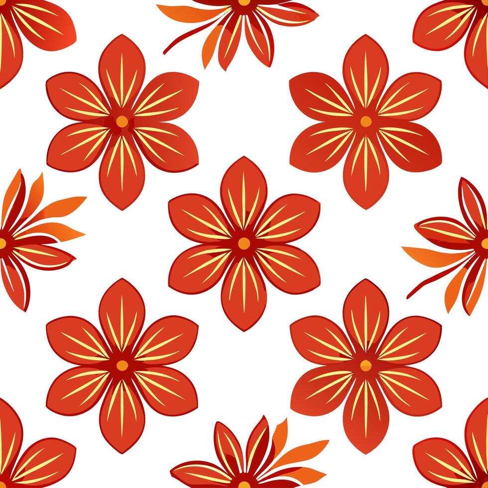 Tropical summer flowers seamless pattern with exotic florals and bright warm hues for an adventurous summer vibe Set 2 vector