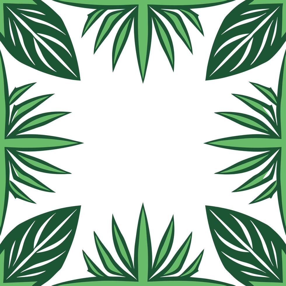 Tropical frame seamless tile pattern with lush foliage and vibrant greenery vector