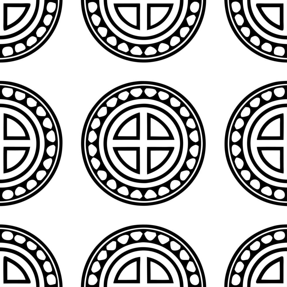Tribal patterns seamless design with ancient symbols and distressed textures for a rugged time honored look vector