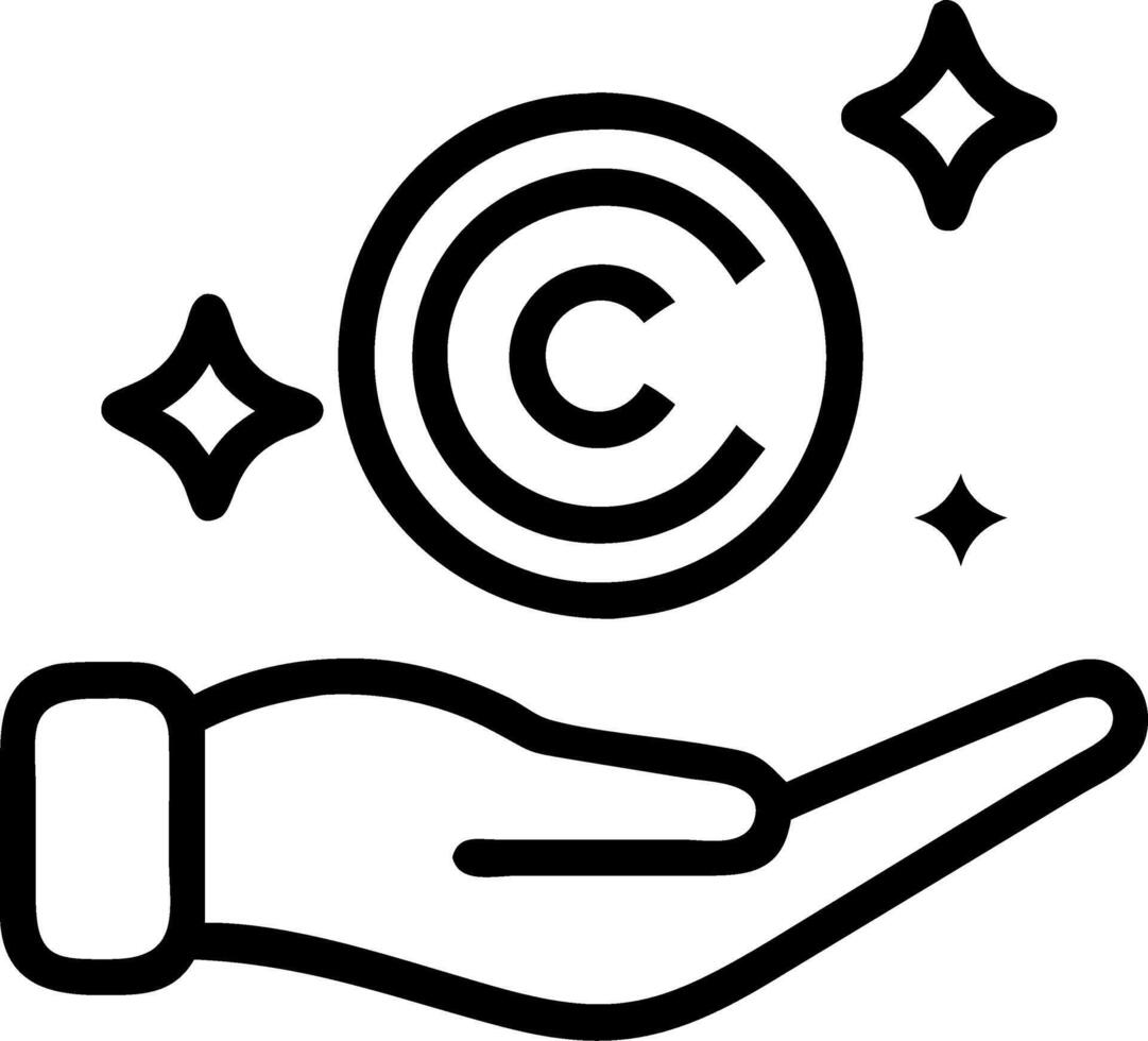 Trademark or Copyright A holographic C symbol floating above a hand representing copyright or trademarks vector