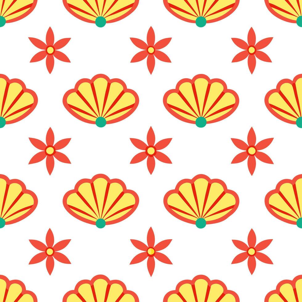 Traditional cultural festivals and dance motifs seamless tile pattern with bright colors vector