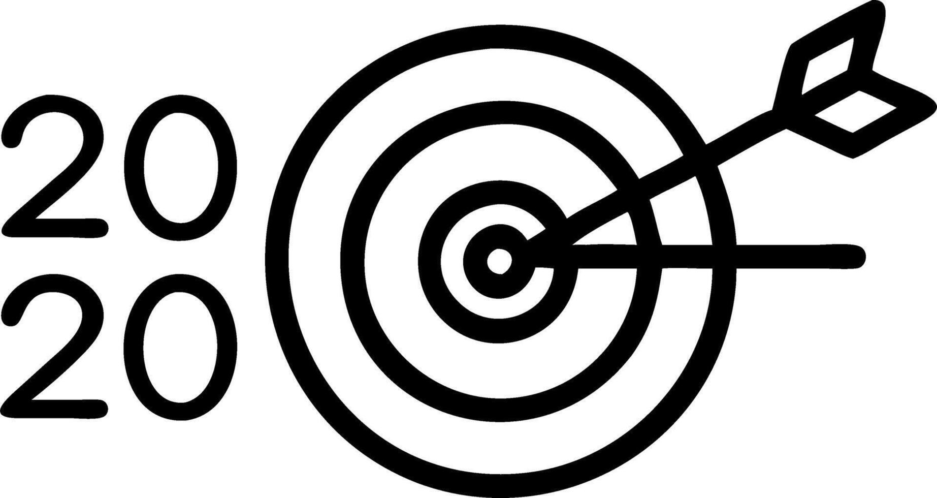 Target setting for 2026 depicted by a block labeled 2026 with a dart hitting a bullseye target representing goal achievement in business planning vector
