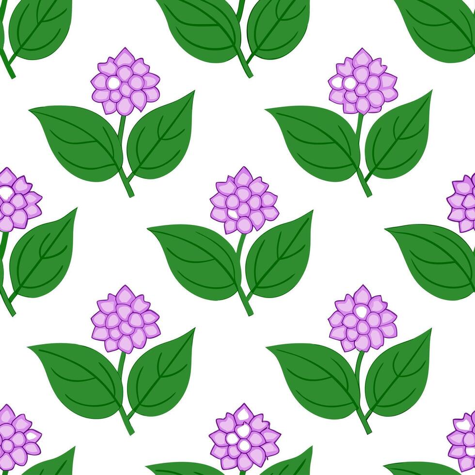 Sweet lilac seamless tile pattern with soft purple blooms and rich green leaves ideal for spring settings vector