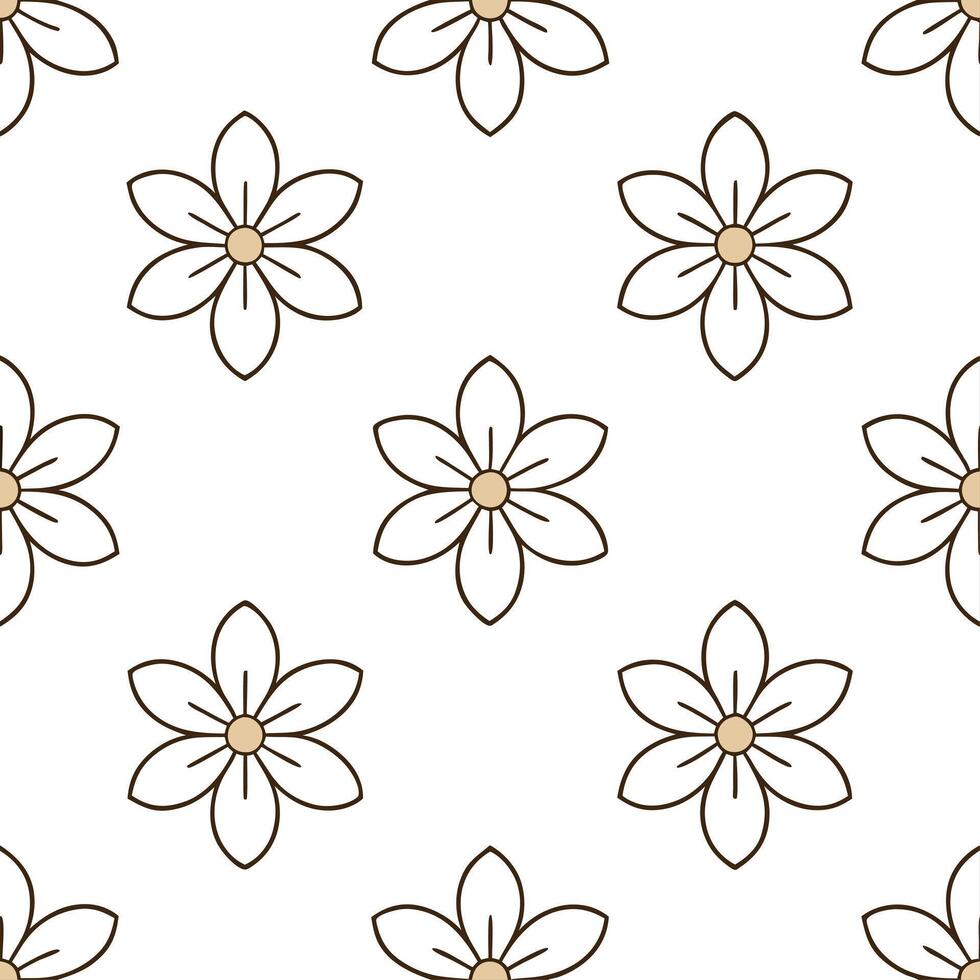 Subtle summer flowers seamless pattern with fine lines and neutral colors for a minimalist elegant design vector