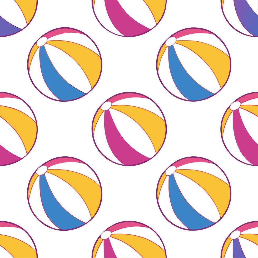Summer beach ball seamless tile pattern with vibrant colors and a playful beach atmosphere vector