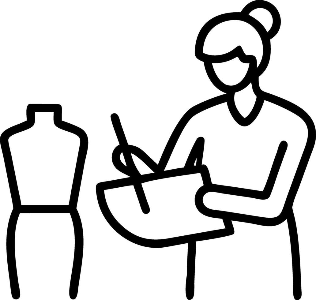 Stylish middle aged woman fashion designer draws sketches in studio mature elegant grey haired lady dressmaker and small business owner creating new fashion designs and cloth in at vector