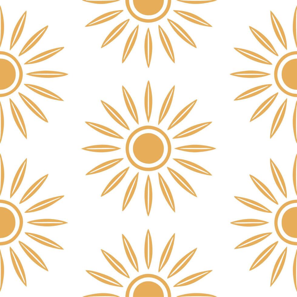 Subtle spring sunshine seamless pattern with soft sun rays and light golden tones for gentle spring designs vector