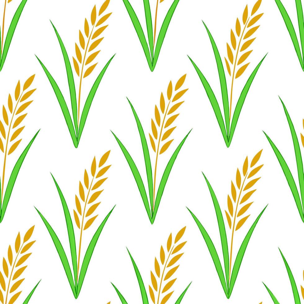 Spring wheat grass seamless tile pattern with soft green and golden hues for an organic touch vector