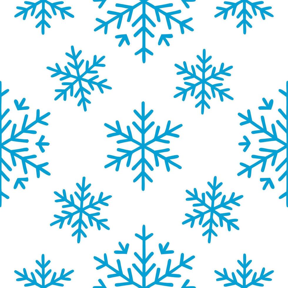 Sparkling snowflakes and icy crystals seamless tile pattern with cool blue tones vector