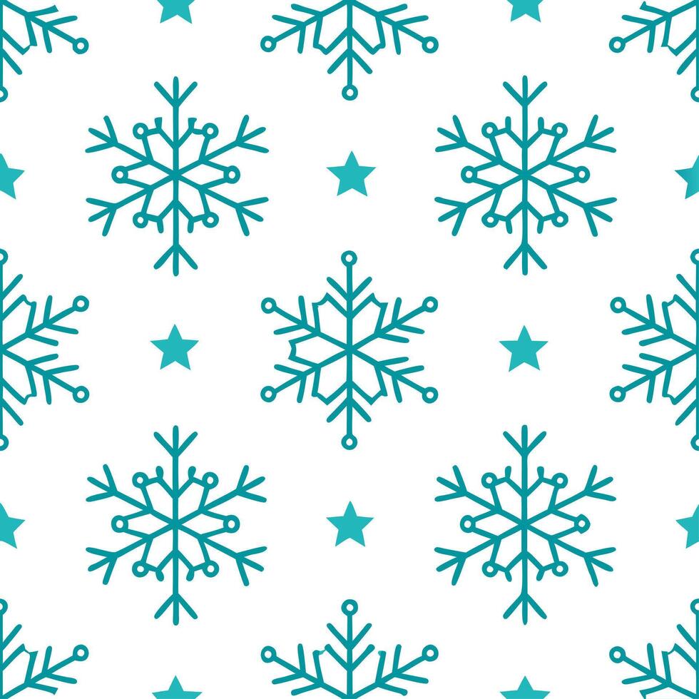 Sparkling snowflake and star seamless tile pattern with glittery accents and icy textures vector