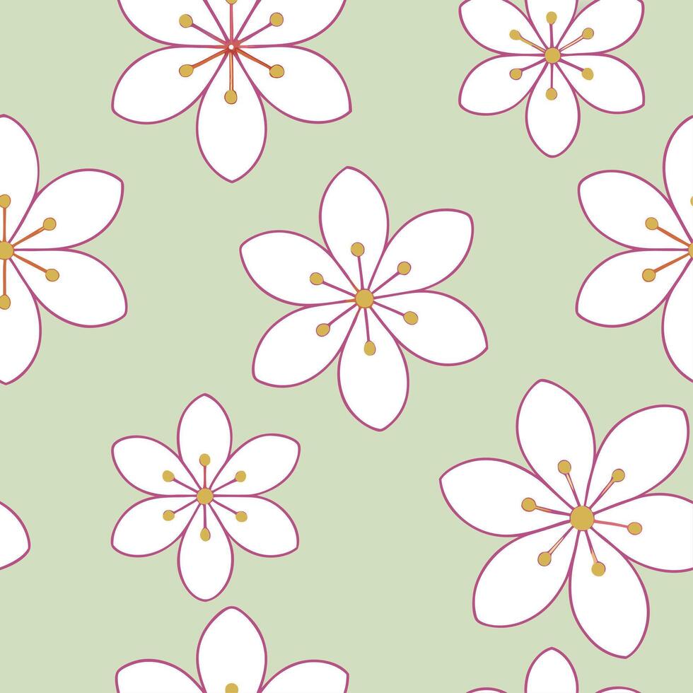 Spring blossoms seamless tile pattern featuring delicate cherry blossoms soft pastel colors and a refreshing feel vector