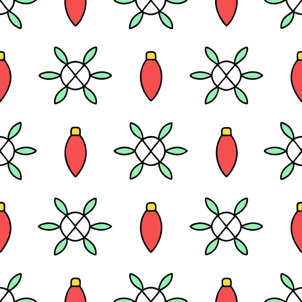 Sparkling Christmas lights and snowflakes seamless tile pattern with radiant winter accents vector