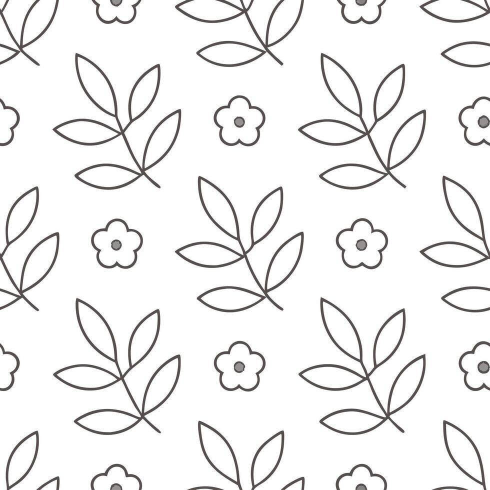 Soft spring nature seamless pattern with fine lines and minimalist botanical motifs for modern natural decor vector