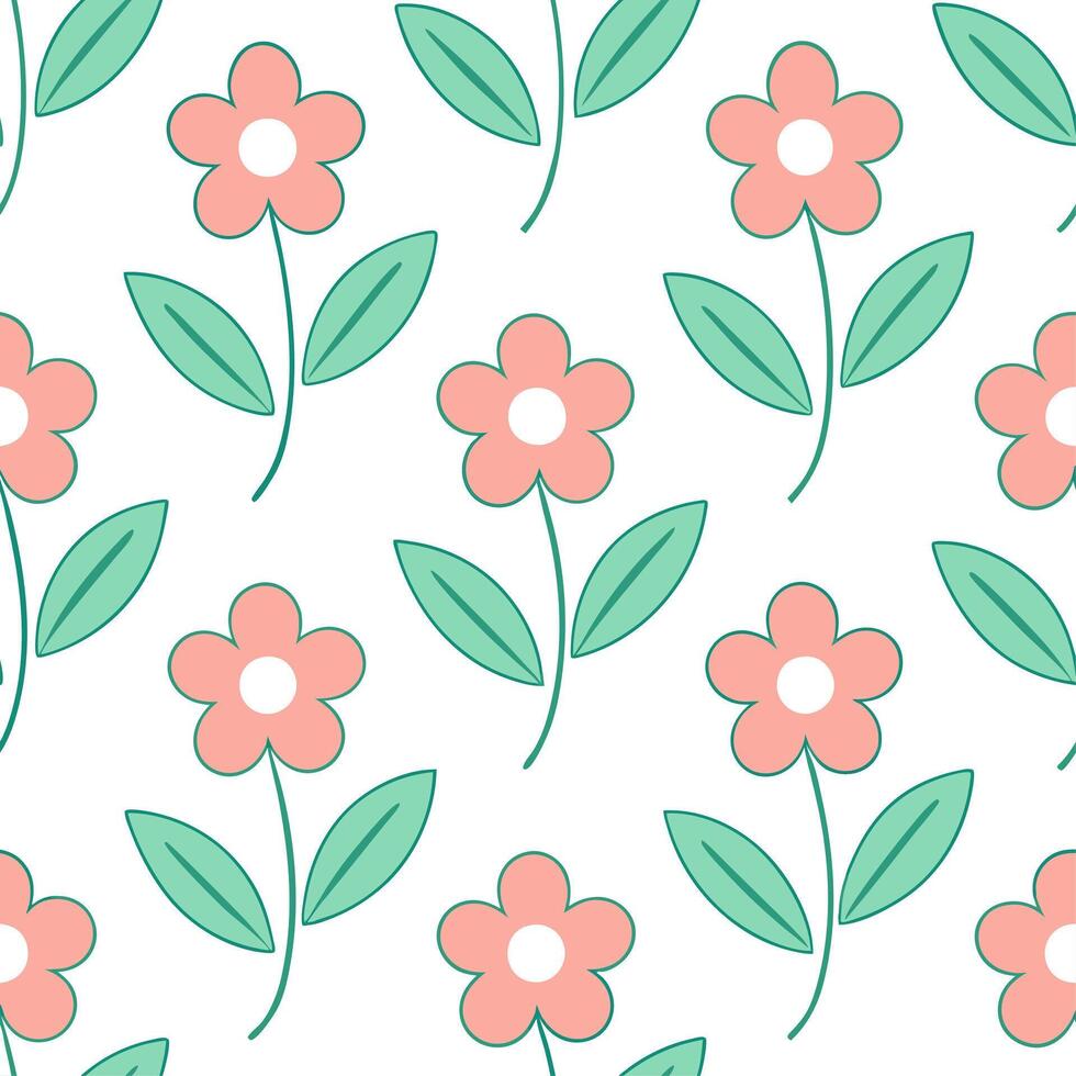Soft summer flowers seamless pattern with pastel hues and gentle curves for calm soothing spring designs Set 4 vector