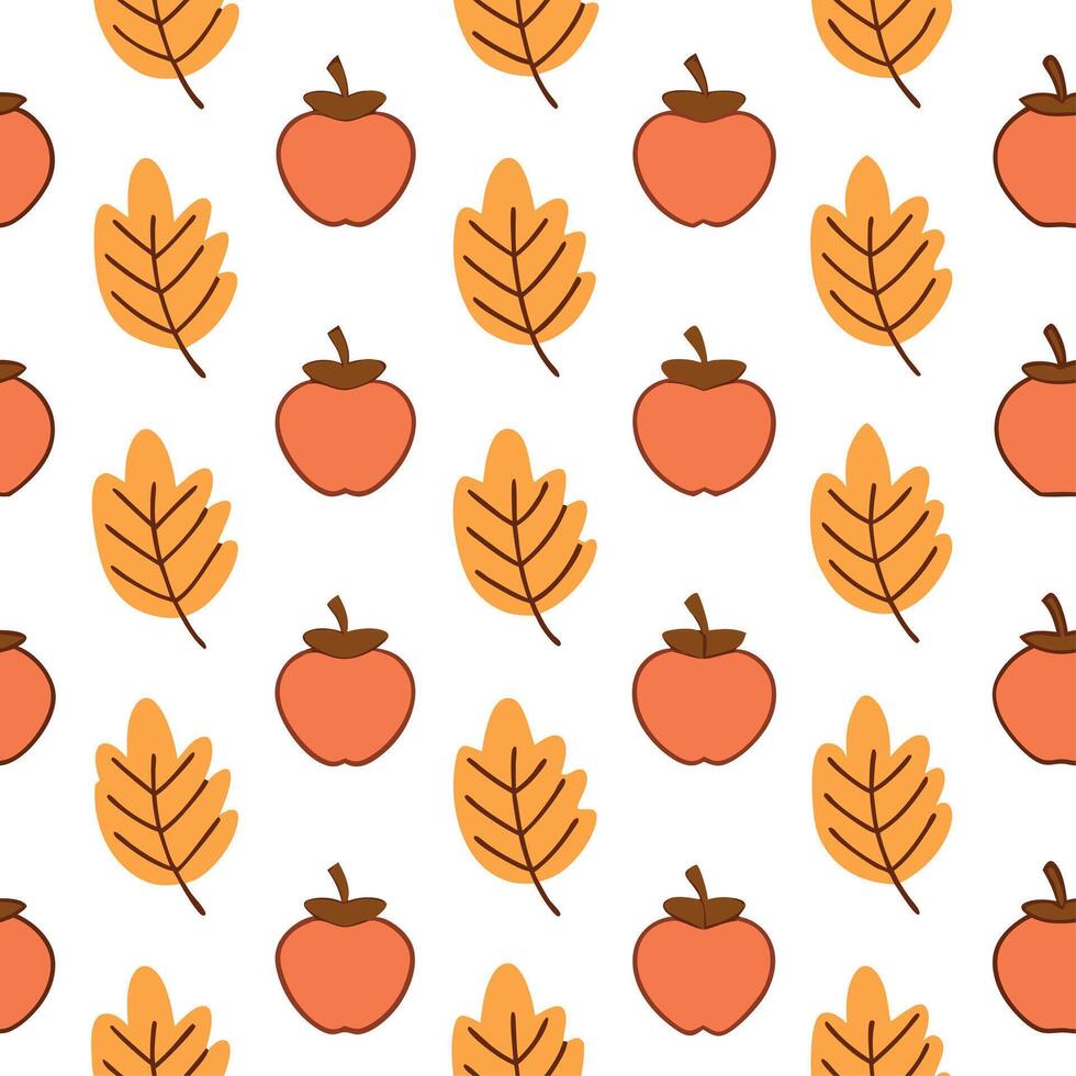 Soft autumn harvest seamless pattern with apples leaves and acorns for a cozy fall inspired aesthetic vector