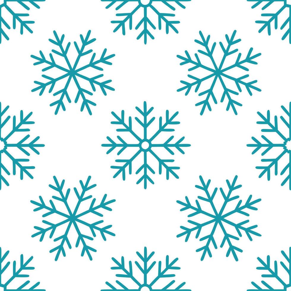 Snowflake and evergreen seamless tile pattern with frosty details and cool tones vector