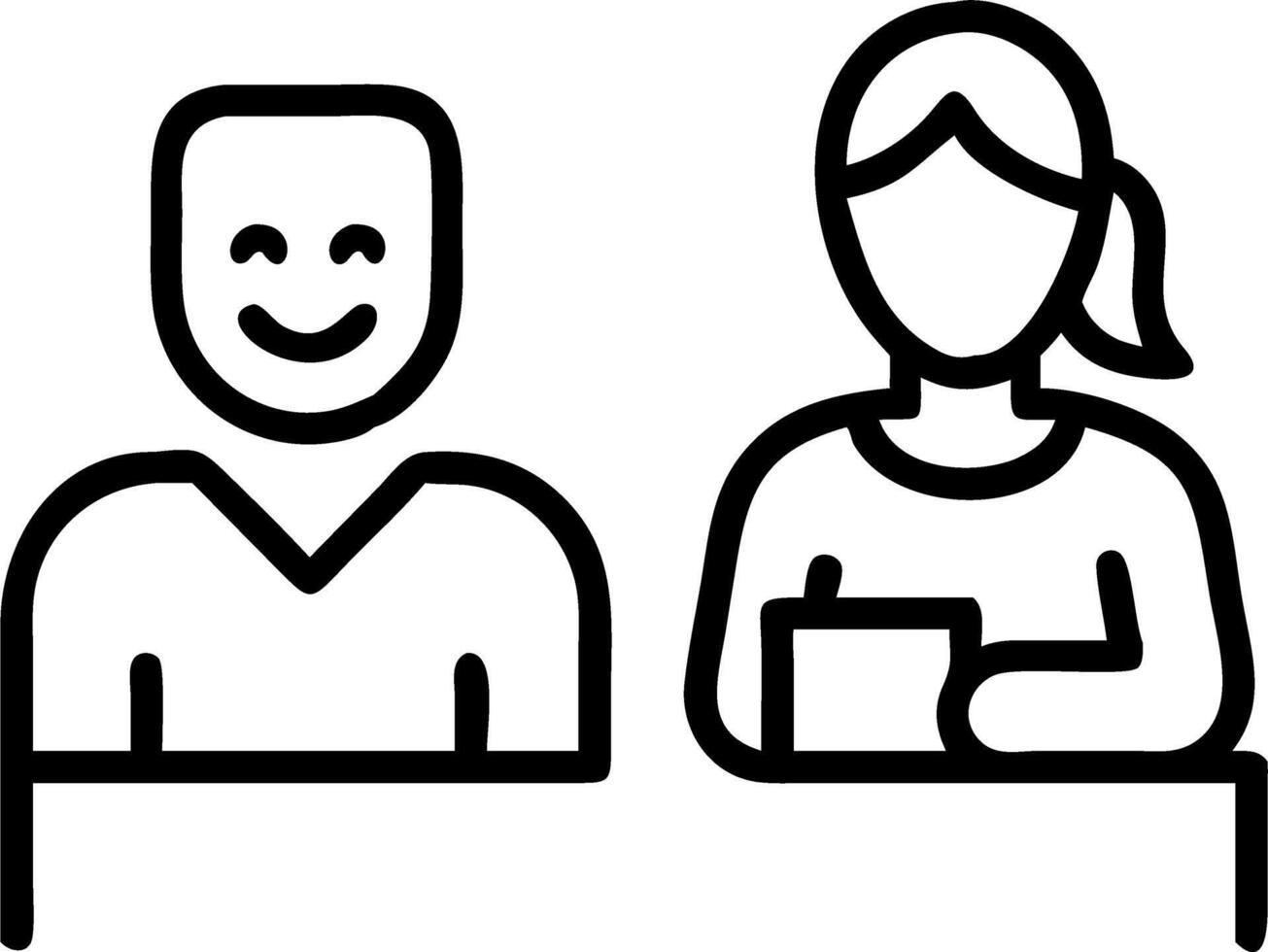 Smiling professional female hr having job interview meeting with male recruit happy middle aged business woman financial advisor bank manager consulting client working in corporate vector