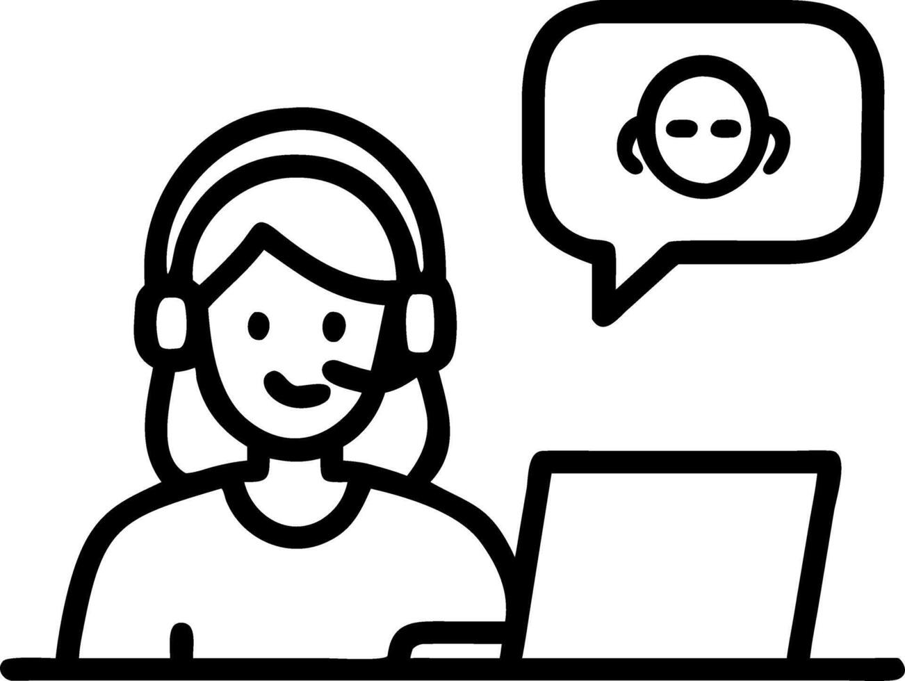Smiling middle aged female support service employee talking to customer sitting at desk happy senior old woman professional call contact center agent wearing headset hybrid working vector