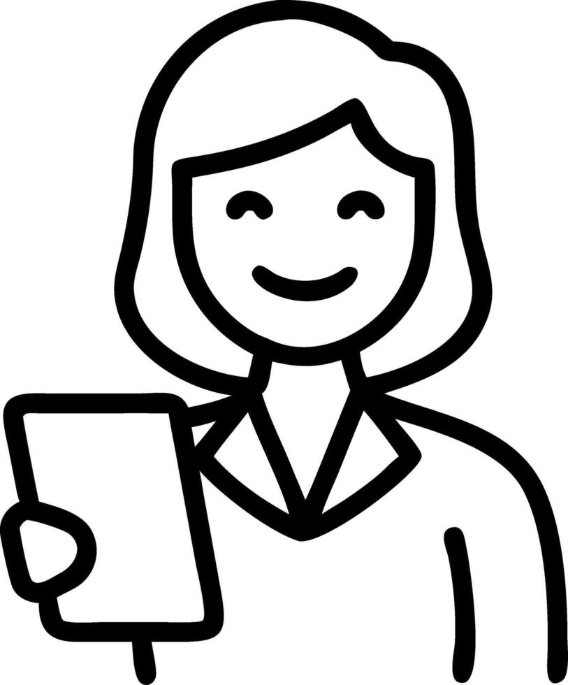 Smiling mature businesswoman banking manager holds fintech digital tablet standing in office acting as female executive or entrepreneur using digital pad at work vector