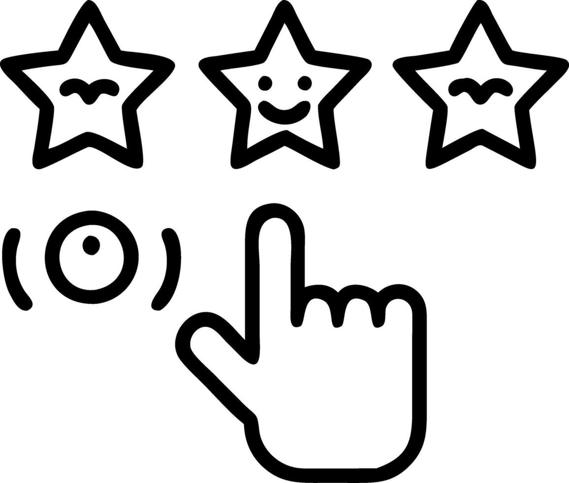 Smileys or star ratings in holographic form being selected by a hand representing customer satisfaction in business settings vector