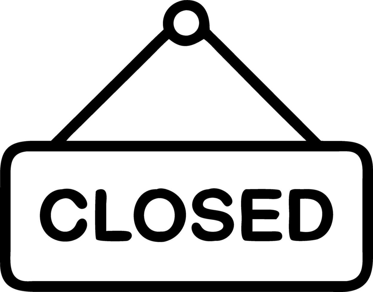 Sign text hangs on the entrance door of the shop restaurant cafe that reads closed business concept vector