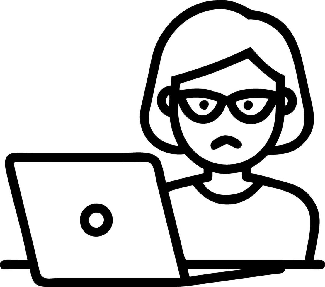 Serious busy mature middle aged professional business woman older lady manager executive leader wearing glasses looking at laptop using computer in office working on digital projec vector