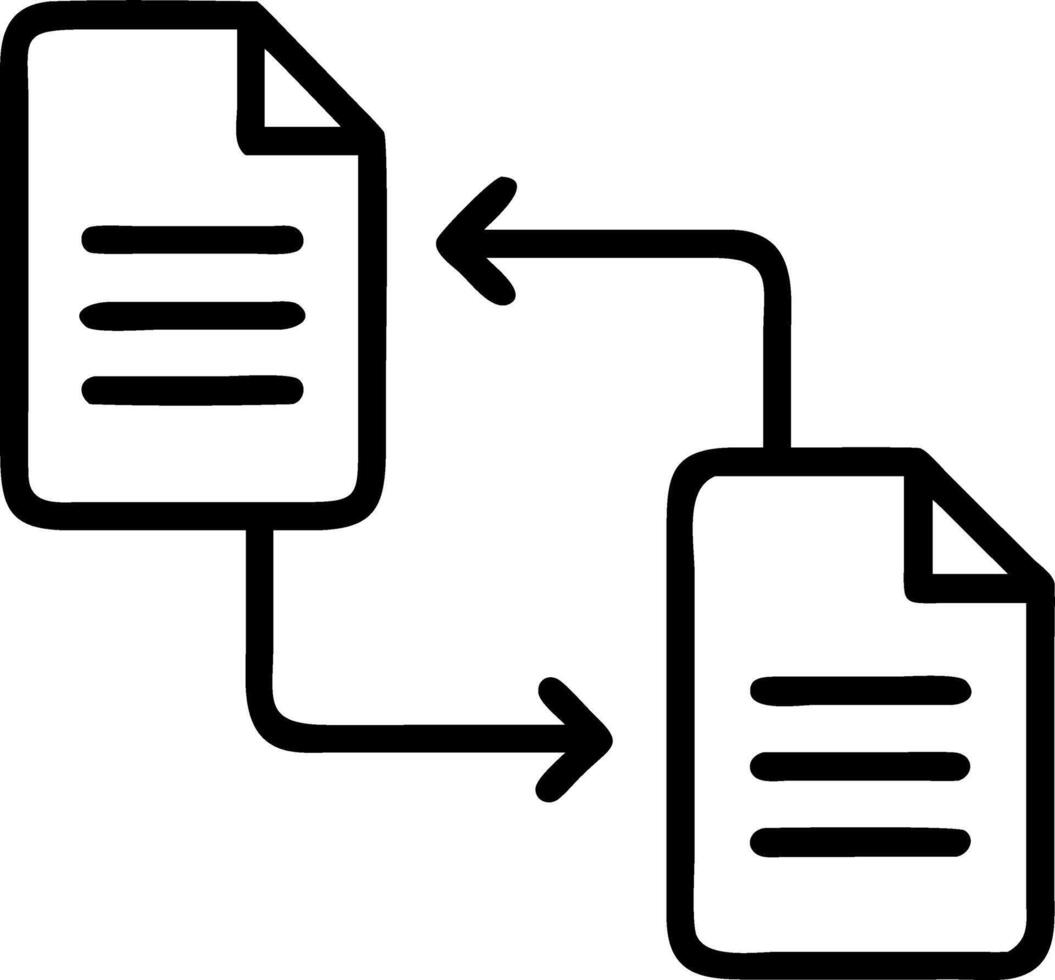 Series of floating documents being organized with a swipe gesture to depict digital documentation and efficient file management vector