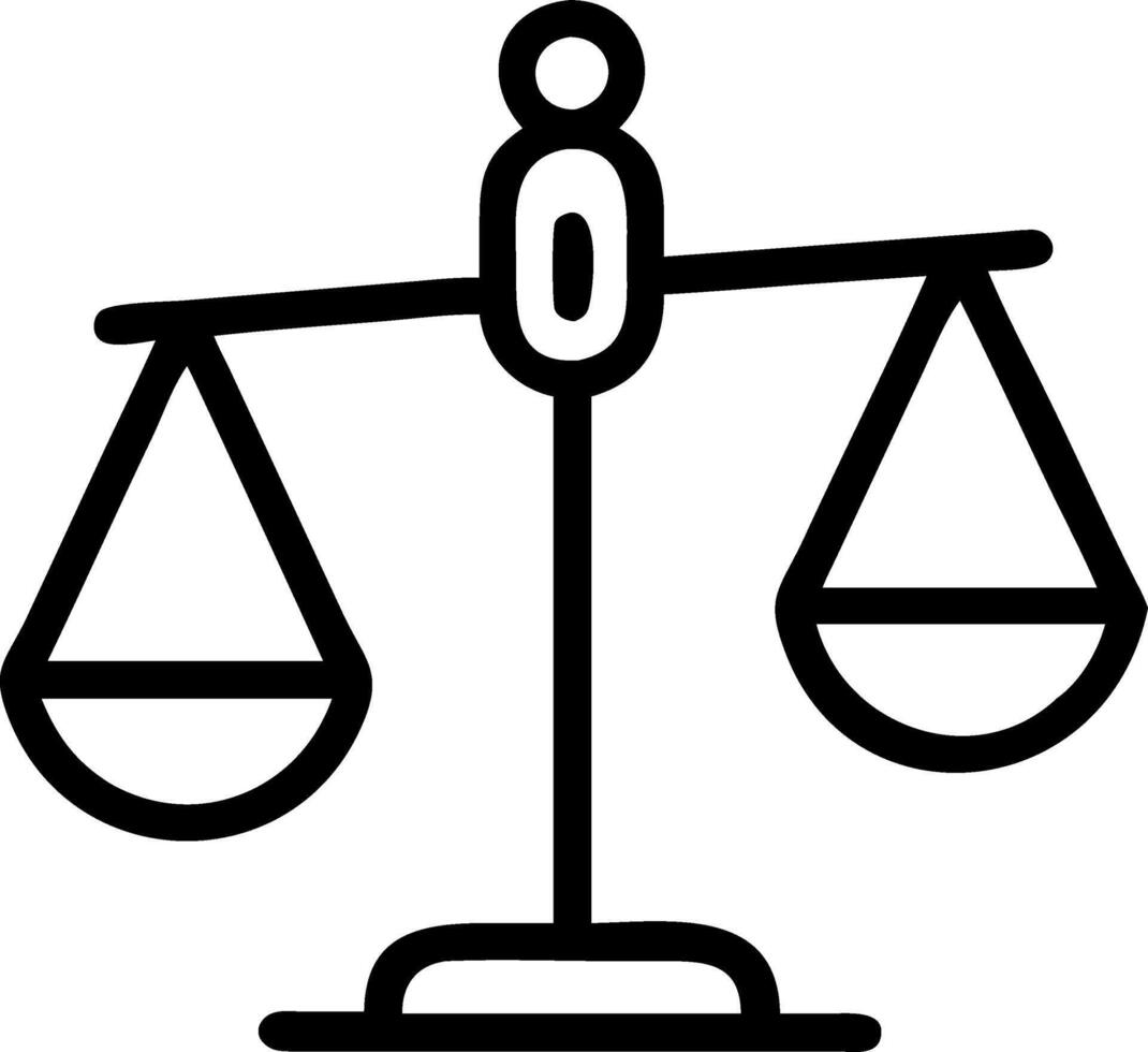 Scales of justice depicted by floating scales encircled by compliance and regulation icons symbolizing legal balance and fairness Set 2 vector