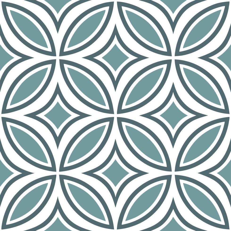 Scandinavian Nordic floral patterns and geometric shapes seamless tile design with cool tones vector