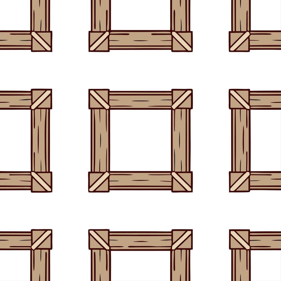 Rustic wooden frame seamless tile pattern with natural textures and earthy tones vector