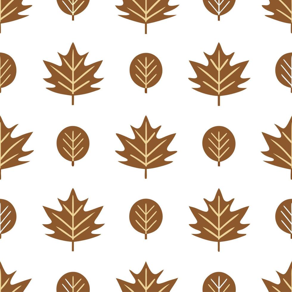 Rustic burlap and autumn leaves seamless tile pattern with natural textures and earthy tones vector