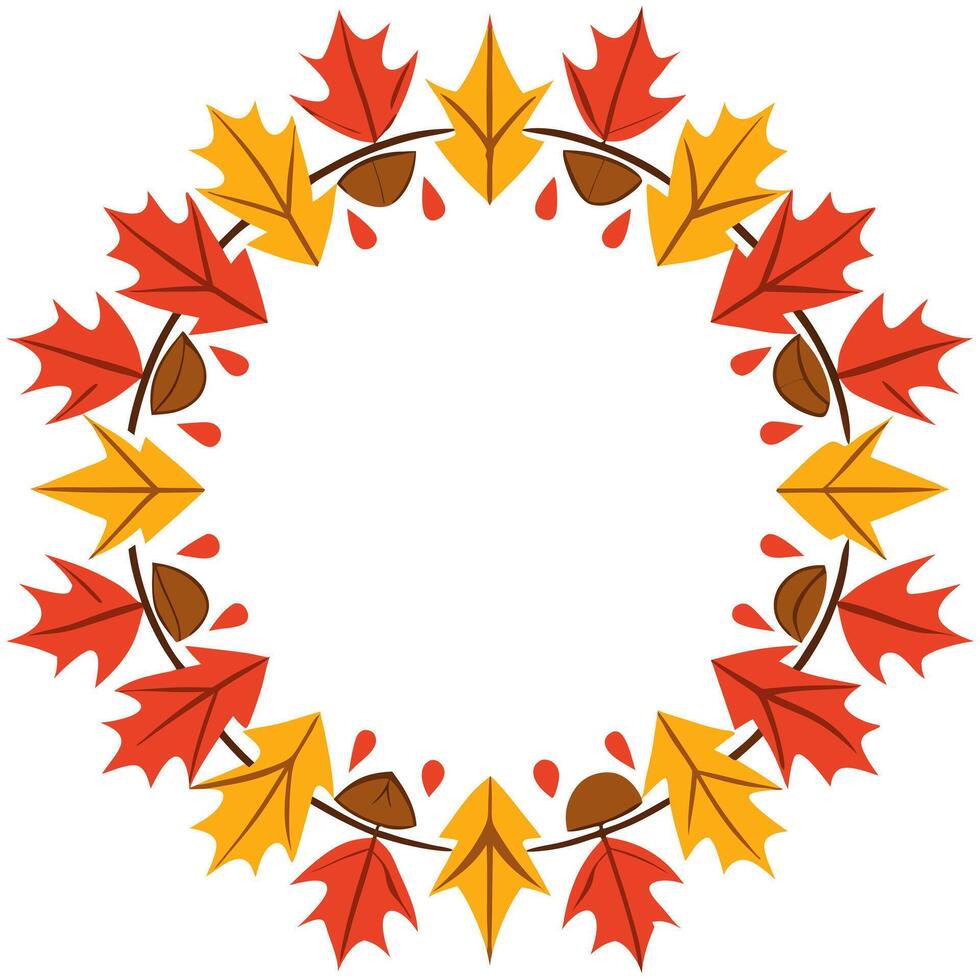Rustic autumn wreath seamless tile pattern with colorful leaves and seasonal accents vector