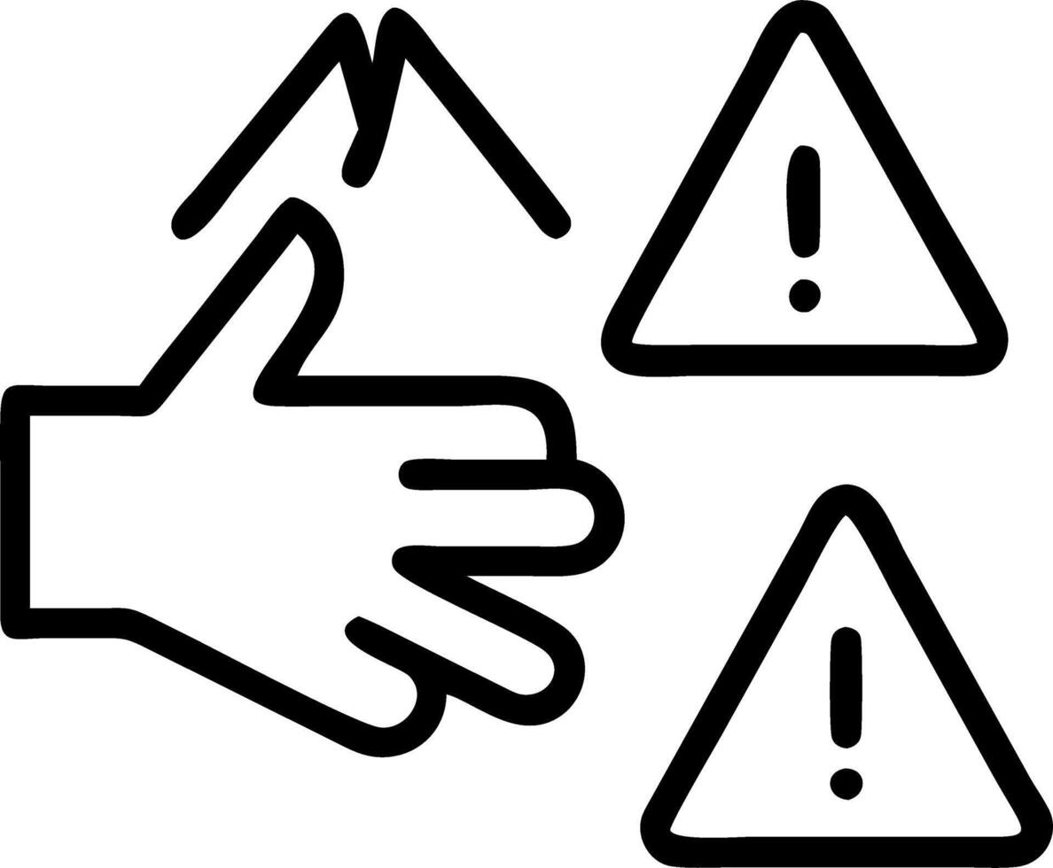 Risk assessment a hand interacting with alert icons and hazard triangles showcasing risk management Set 3 vector