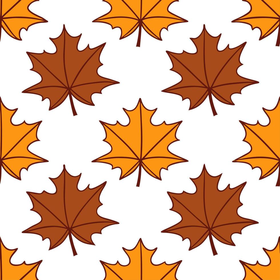 Rich autumn colors seamless tile pattern with falling leaves vibrant oranges reds and browns vector