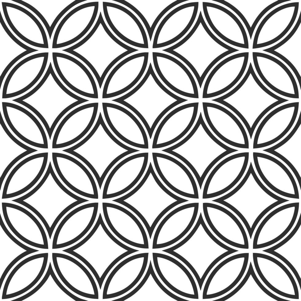 Retro geometric seamless tile pattern monochromatic scheme on white background ideal for chic designs vector