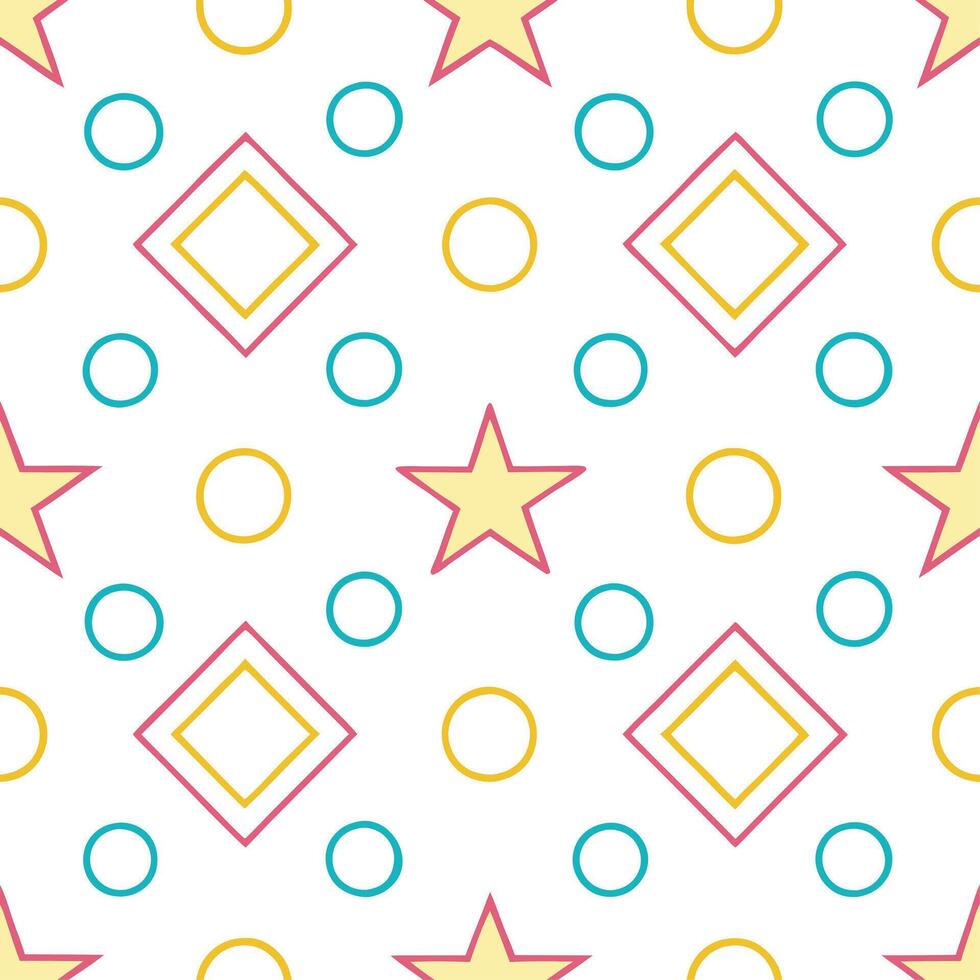 Retro geometric seamless tile pattern gradient colors on white background ideal for dynamic decor vector
