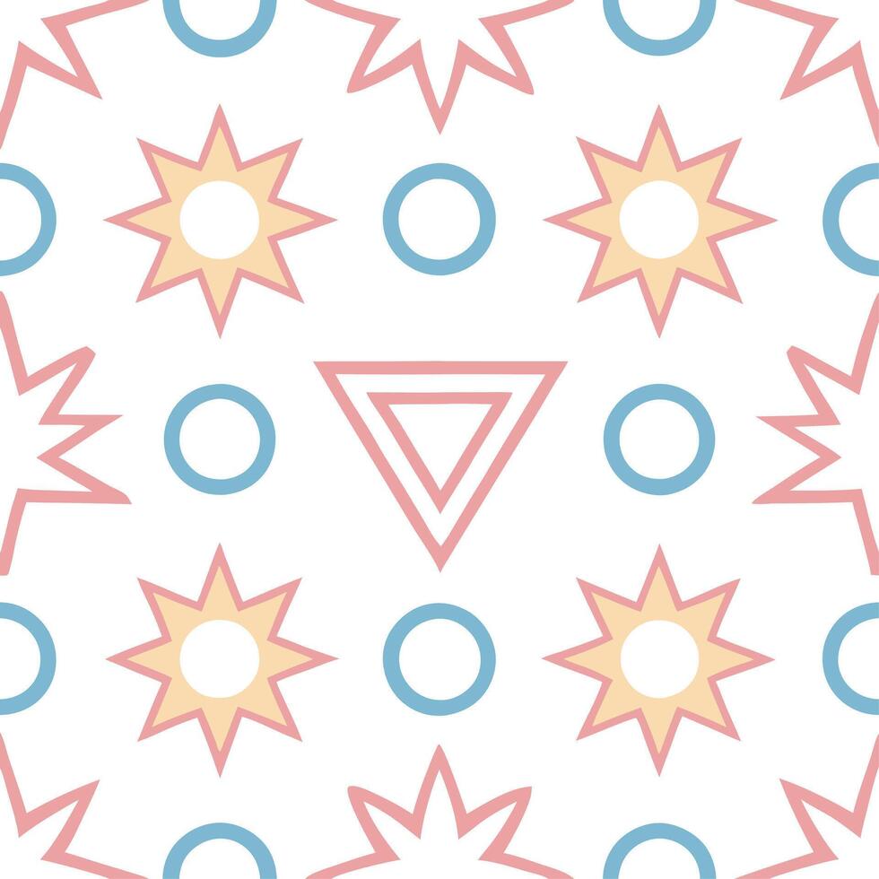 Retro geometric seamless tile pattern complementary colors on white background perfect for vibrant spaces Set 3 vector