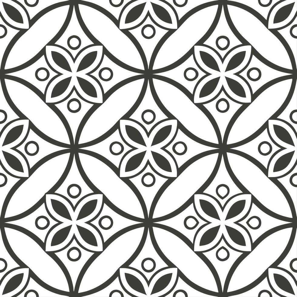 Retro geometric seamless tile pattern intricate line art on white background ideal for contemporary designs vector