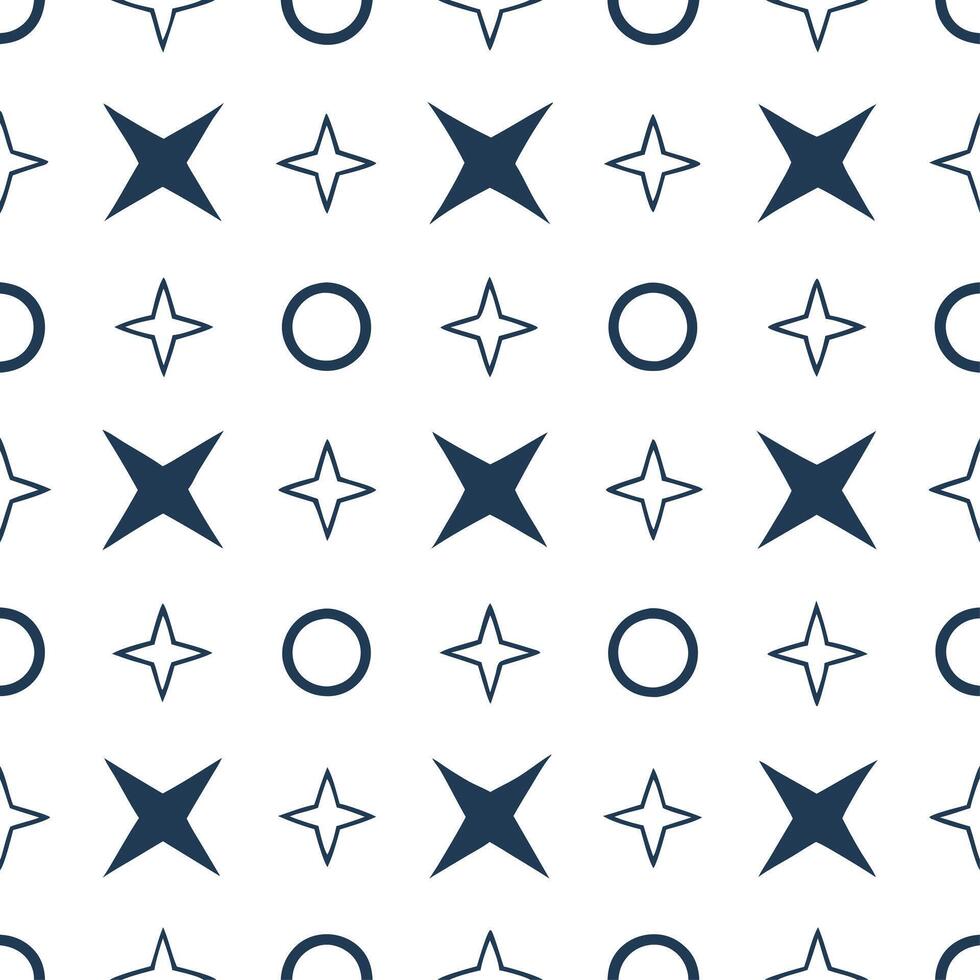Retro geometric seamless tile pattern celestial motifs on white background perfect for mystical decor Set 2 vector
