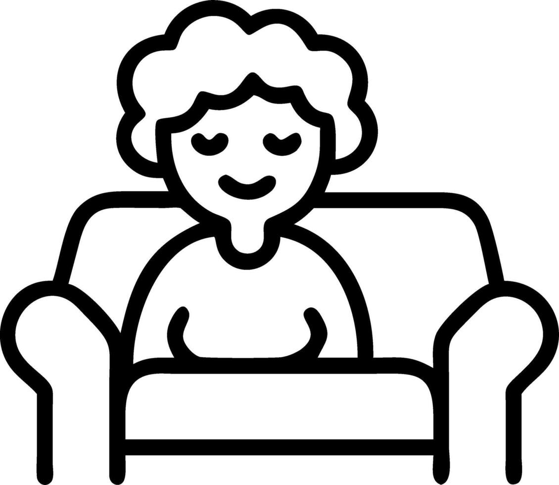 Relaxed 50 year old woman with curly gray hair enjoying calm living room moment embodying confident lifestyle vibe vector