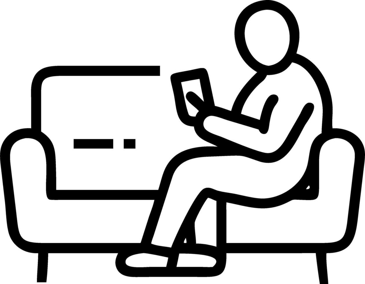 Relaxed happy older mature middle aged man holding mobile phone using cellphone sitting at home on sofa in modern living room chatting online texting messages reading news shopping vector