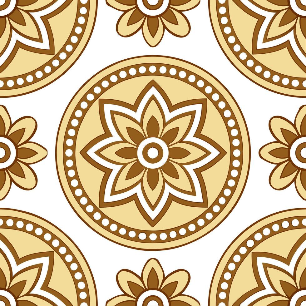 Retro bohemian seamless pattern with eclectic elements and earthy tones for artistic decor vector
